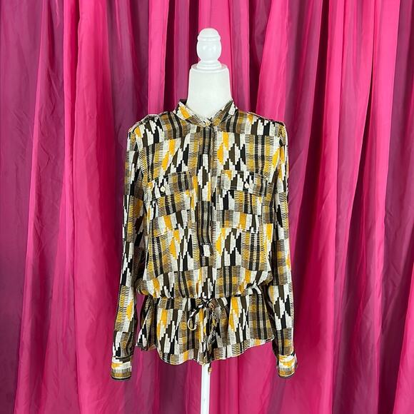 Michael Micheal Kors Patterned peplum blouse, size L - Picture 1 of 15